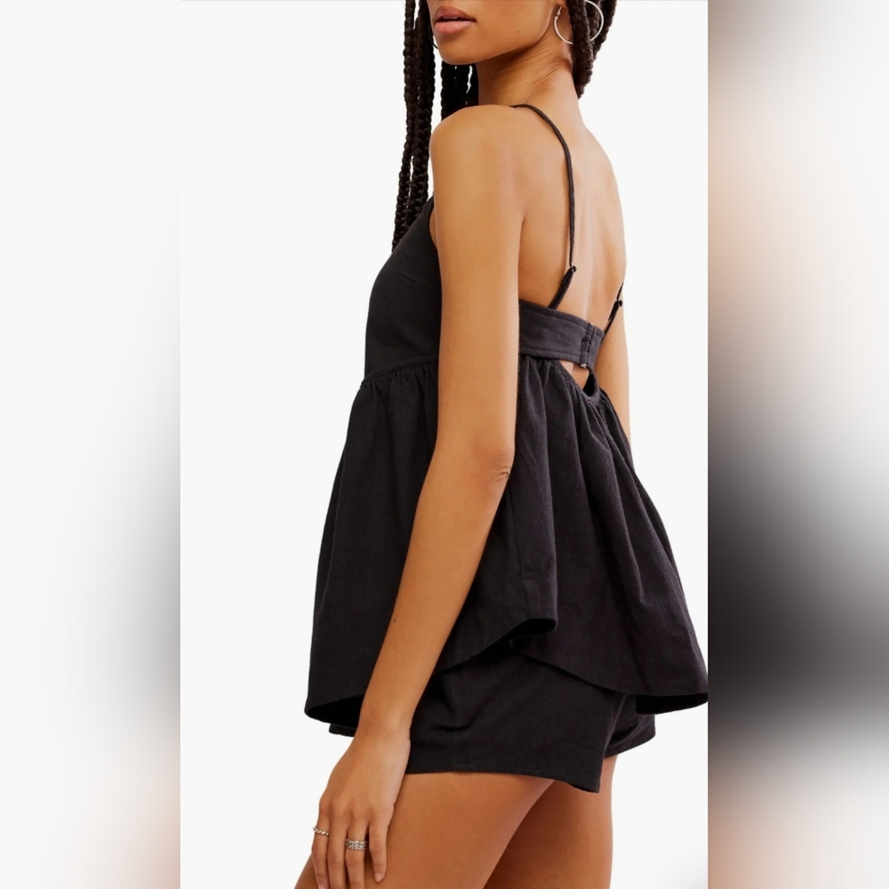 NWT FREE PEOPLE Tabea Babydoll Tank & Short Set Linen Blend!! Size M - Picture 3 of 10